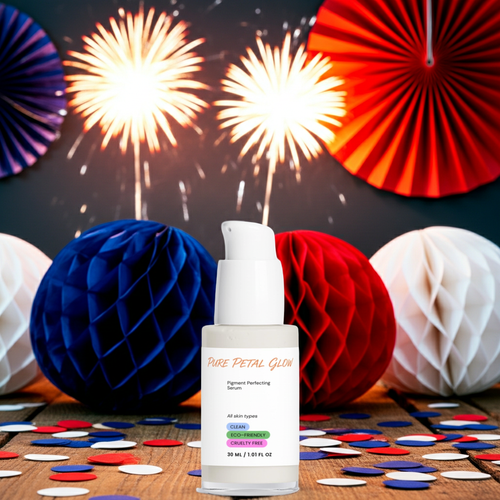 Pure Petal Glow Pigment Perfecting Serum 4th of July — brightening dark spot treatment, clean cruelty-free skincare, 30ml all skin types