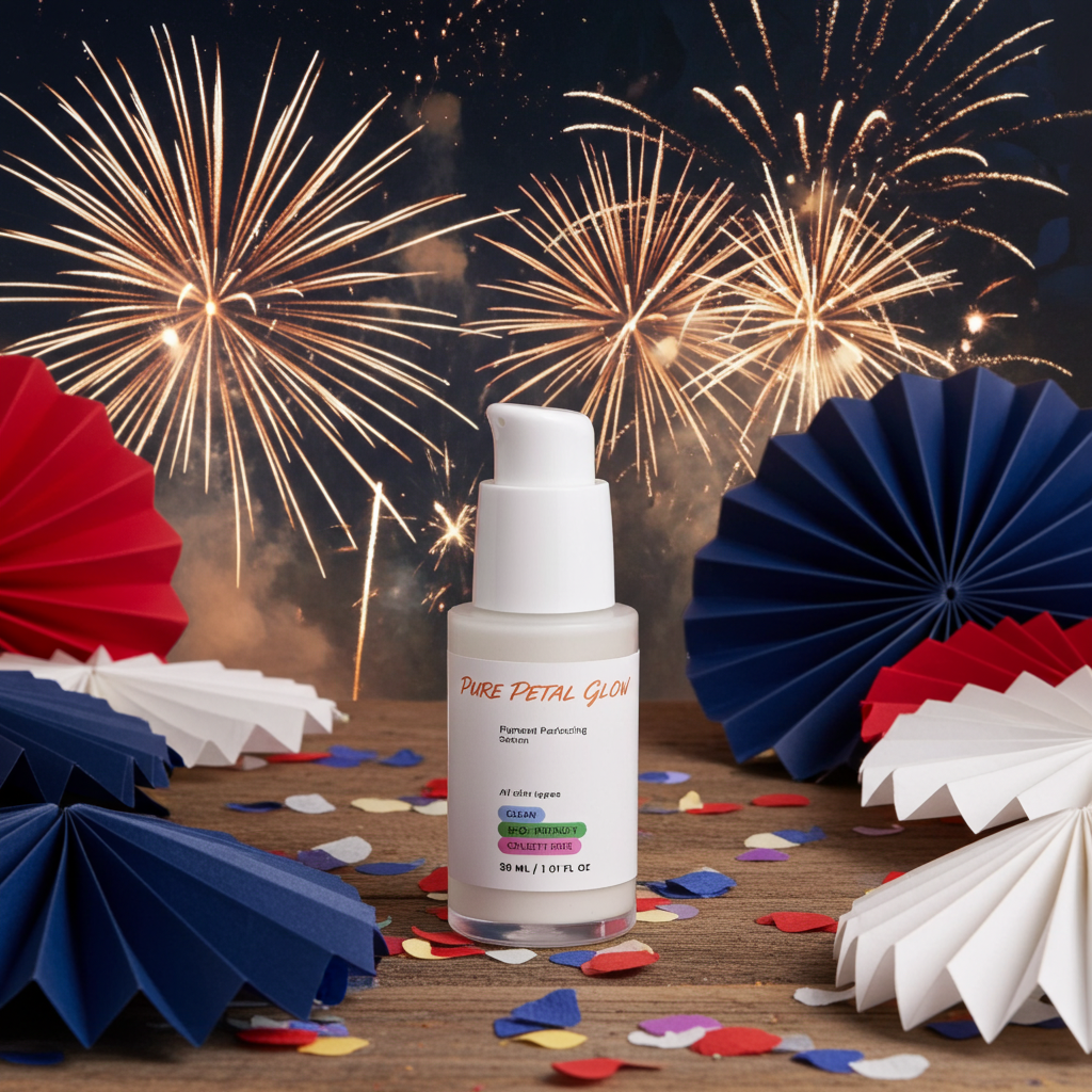 Natural skincare serum with Hyaluronic Acid and Vitamin E for radiant, even complexion — Pure Petal Glow