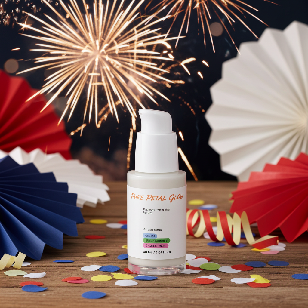 Pure Petal Glow Pigment Perfecting Serum 4th of July — brightening dark spot treatment, clean, cruelty-free skincare, 30ml, all skin types