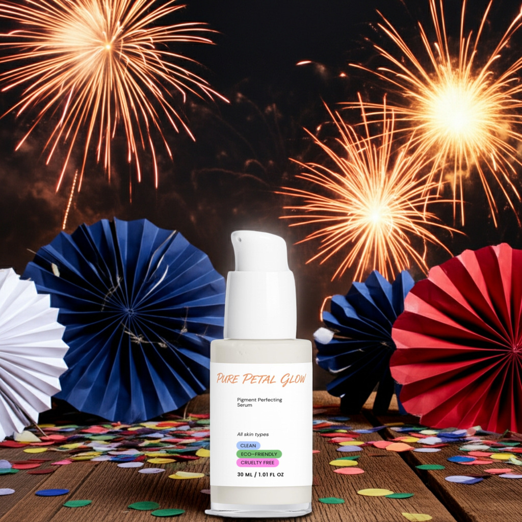 Pure Petal Glow Pigment Perfecting Serum 4th of July — brightening dark spot treatment, clean cruelty-free skincare, 30ml all skin types