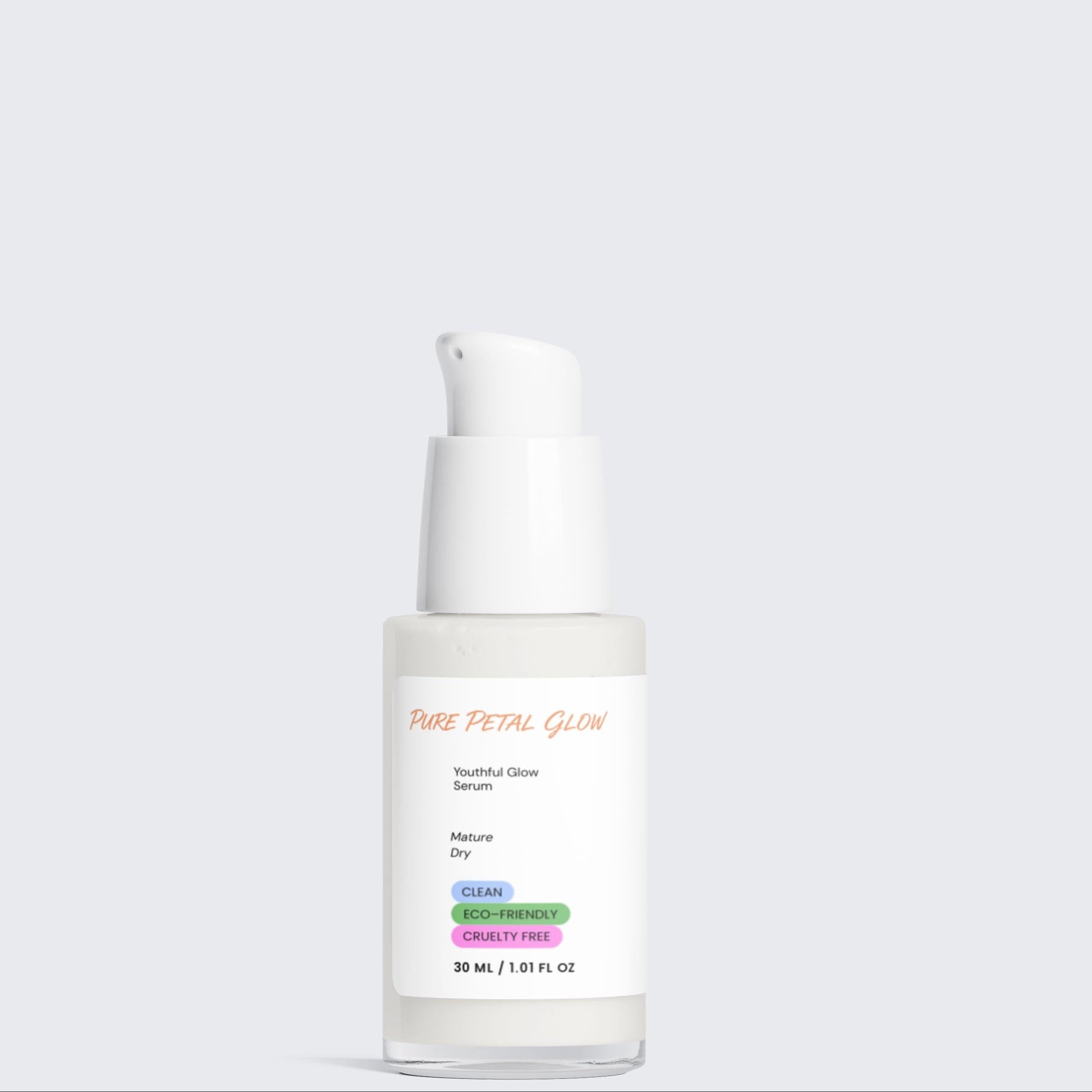 Youthful Glow Serum bottle with a white background